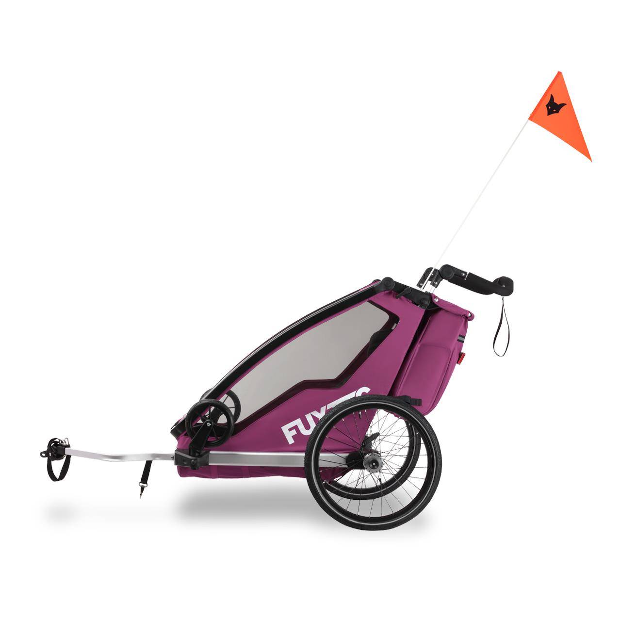 FUXTEC - Remorque vélo pourpre - FUXTEC Sport Cruiser - charge max. 45kg, 2 ceintures 5 points, Enfants Poussette Pliable - Image 5