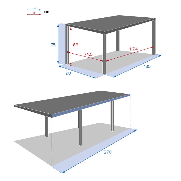 Hesperide - Table de jardin extensible "Piazza" anthracite & graphite 10 places en aluminium traité époxy Hespéride - Image 7