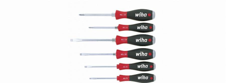Jeu de 6 tournevis Softfinish WIHA Fente/Phillips - 6 pans - disque de frappe - 21250