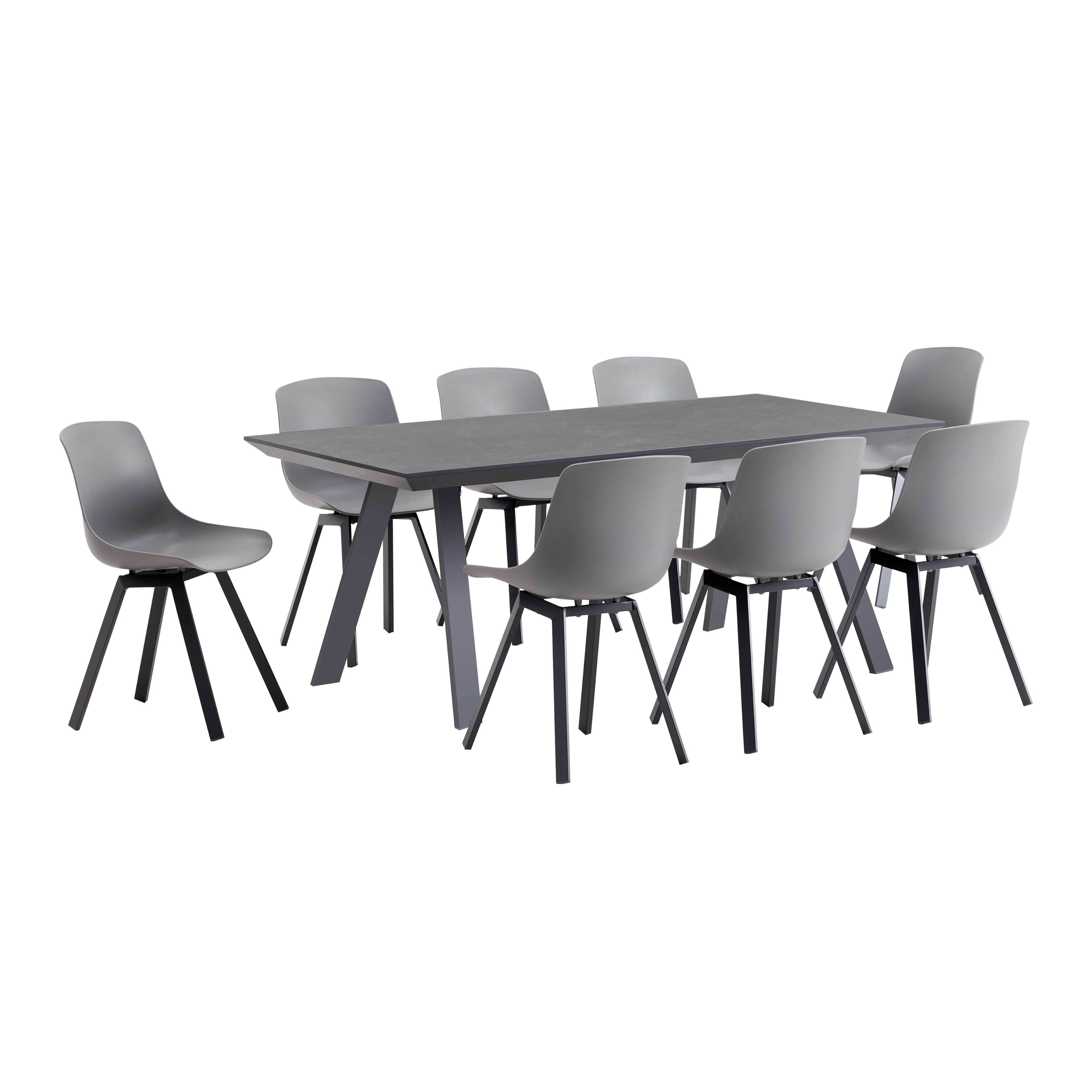 Oviala - Ensemble table de jardin rectangulaire grise et 8 chaises grises Samoa - Oviala - Imagen 1