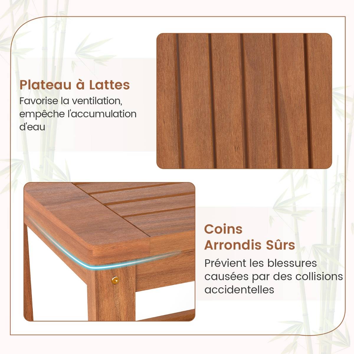 Table d'Appoint Extérieure Bois à 2 Niveaux Table de Jardin Étagère Petite Table de Bistrot 45x45x44 cm MAISON CHIC - Image 8