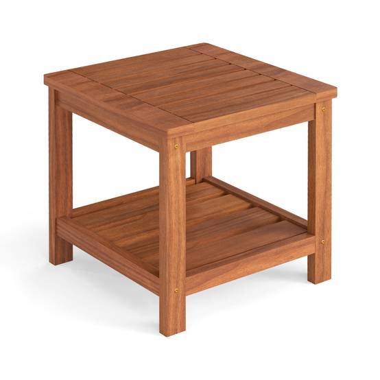 Table d'Appoint Extérieure Bois à 2 Niveaux Table de Jardin Étagère Petite Table de Bistrot 45x45x44 cm MAISON CHIC - Image 7