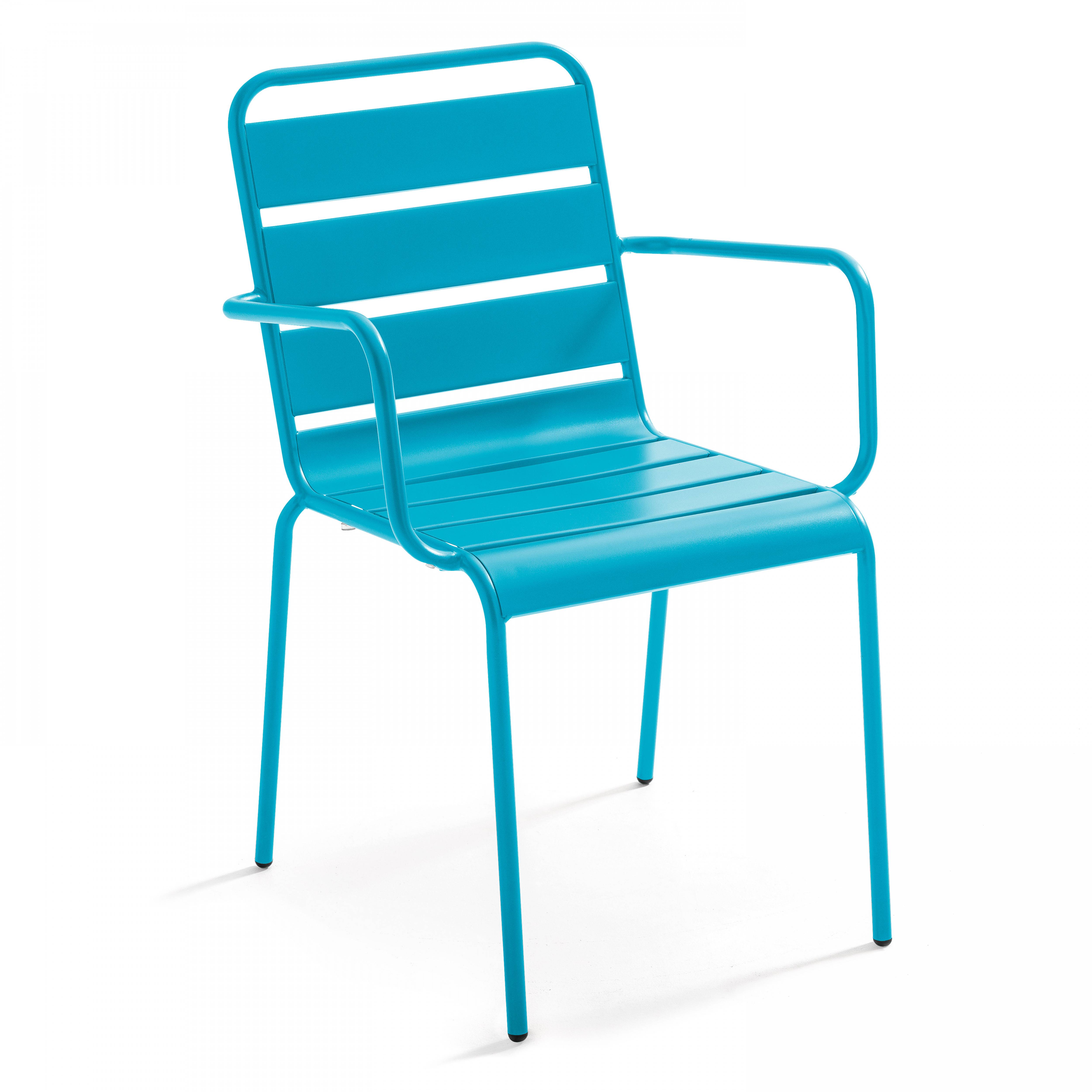 Oviala - Ensemble table de jardin et 8 fauteuils en métal bleu Palavas - Oviala - Imagen 4