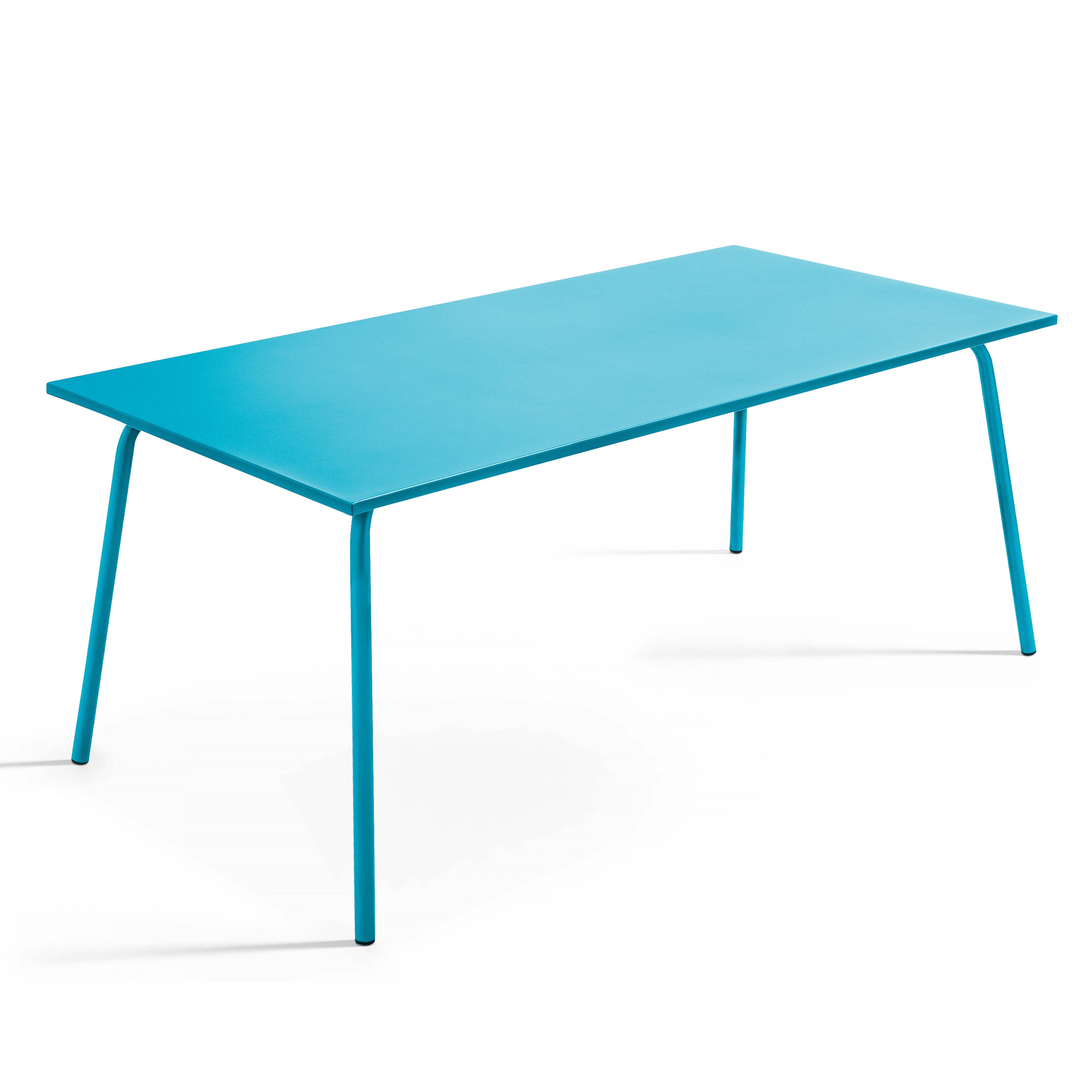 Oviala - Ensemble table de jardin et 8 fauteuils en métal bleu Palavas - Oviala - Imagen 3