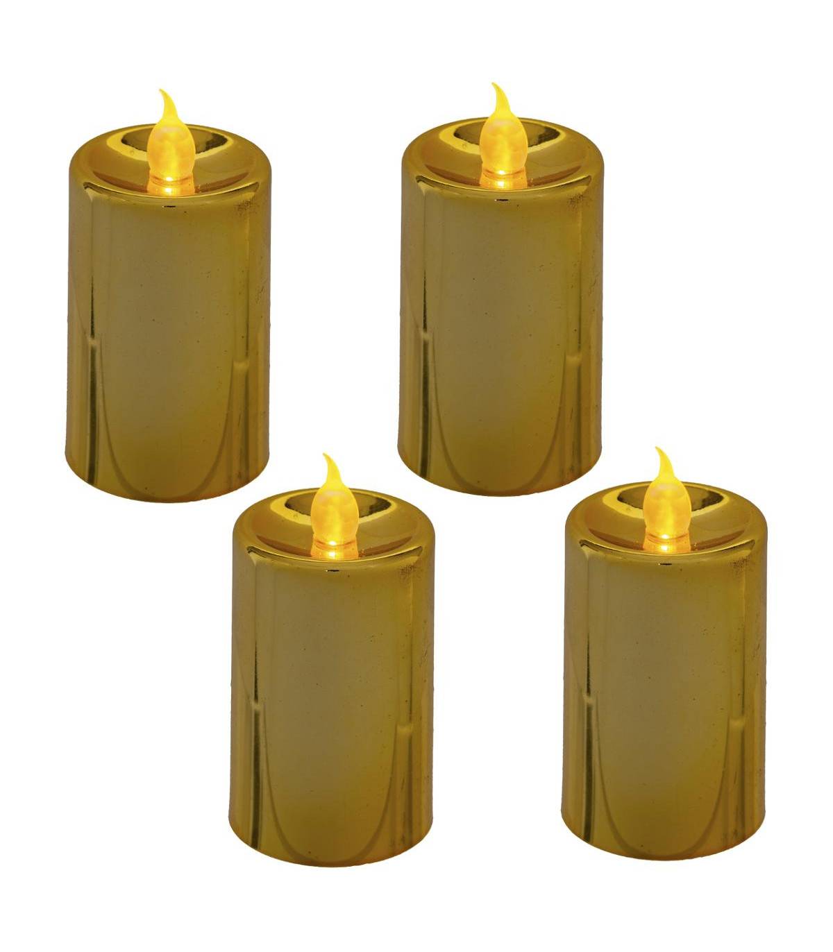 Lot de 4 Bougies lumineuses Or pailleté et Or métallisé H 7.5 cm - Image 2