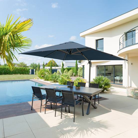 Hesperide - Parasol déporté rectangulaire "Équador" Pétrole 4 x 3m en aluminium et polyester Hespéride - Image 1