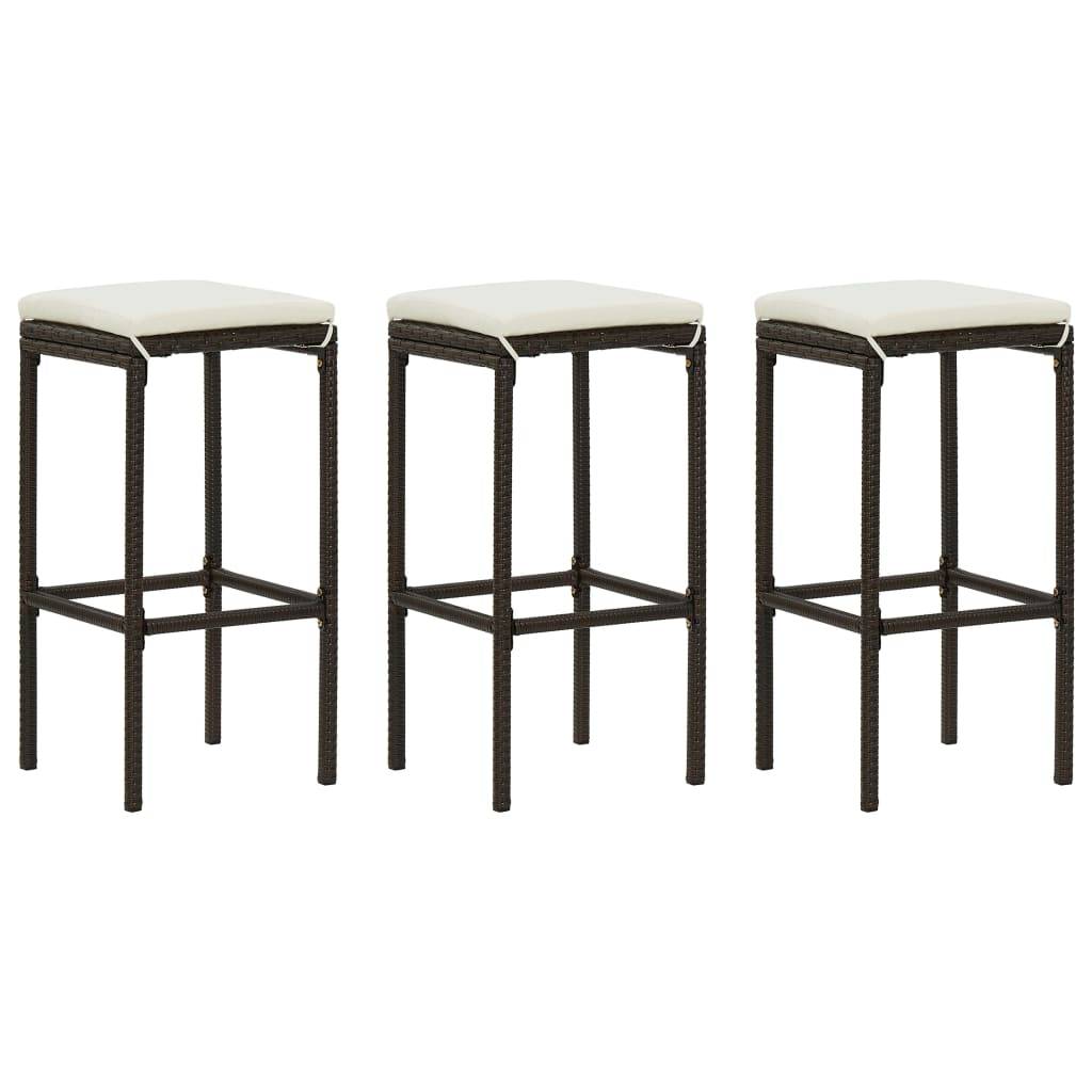 Helloshop26 - Ensemble de bar de jardin avec coussins 4 pièces marron - Imagen 2
