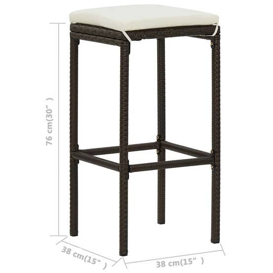 Helloshop26 - Ensemble de bar de jardin avec coussins 4 pièces marron - Imagen 7