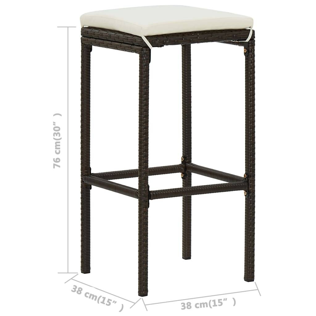 Helloshop26 - Ensemble de bar de jardin avec coussins 4 pièces marron - Imagen 7