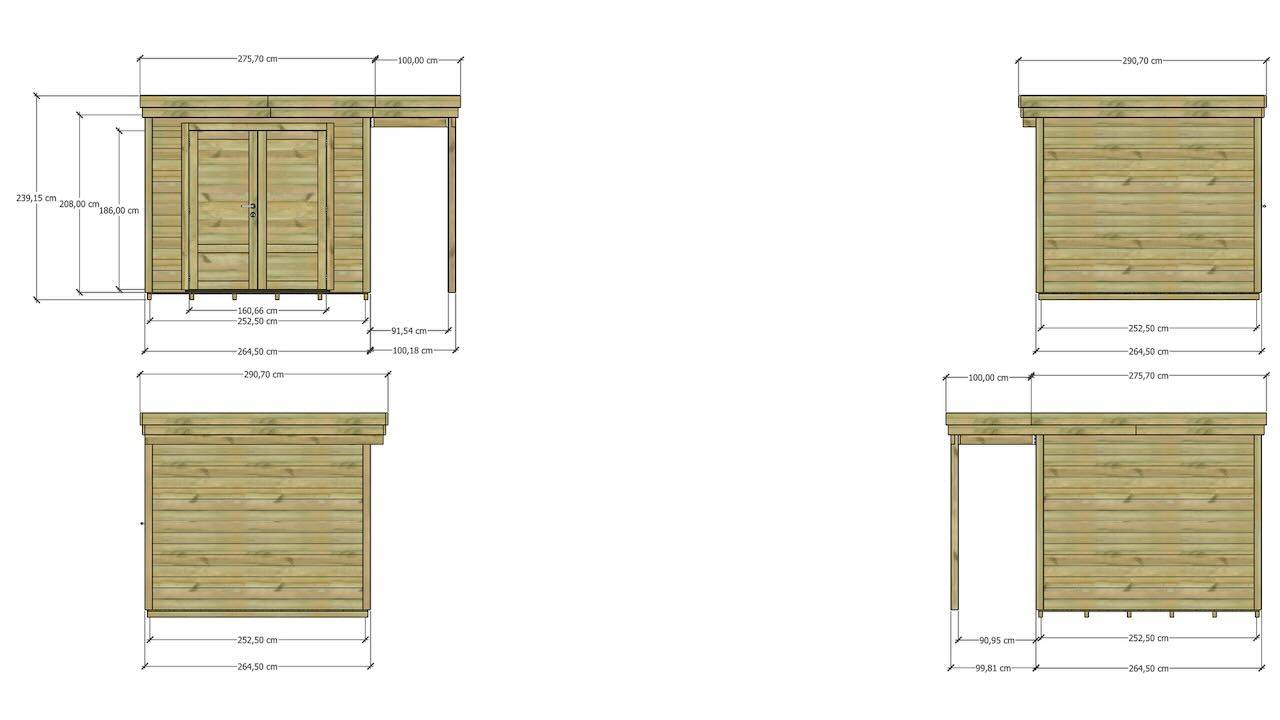 ABRI DE JARDIN bois  autoclave 27mm - 3,64x2,64m / 10m2 - Bac acier - Plancher bois - Image 4