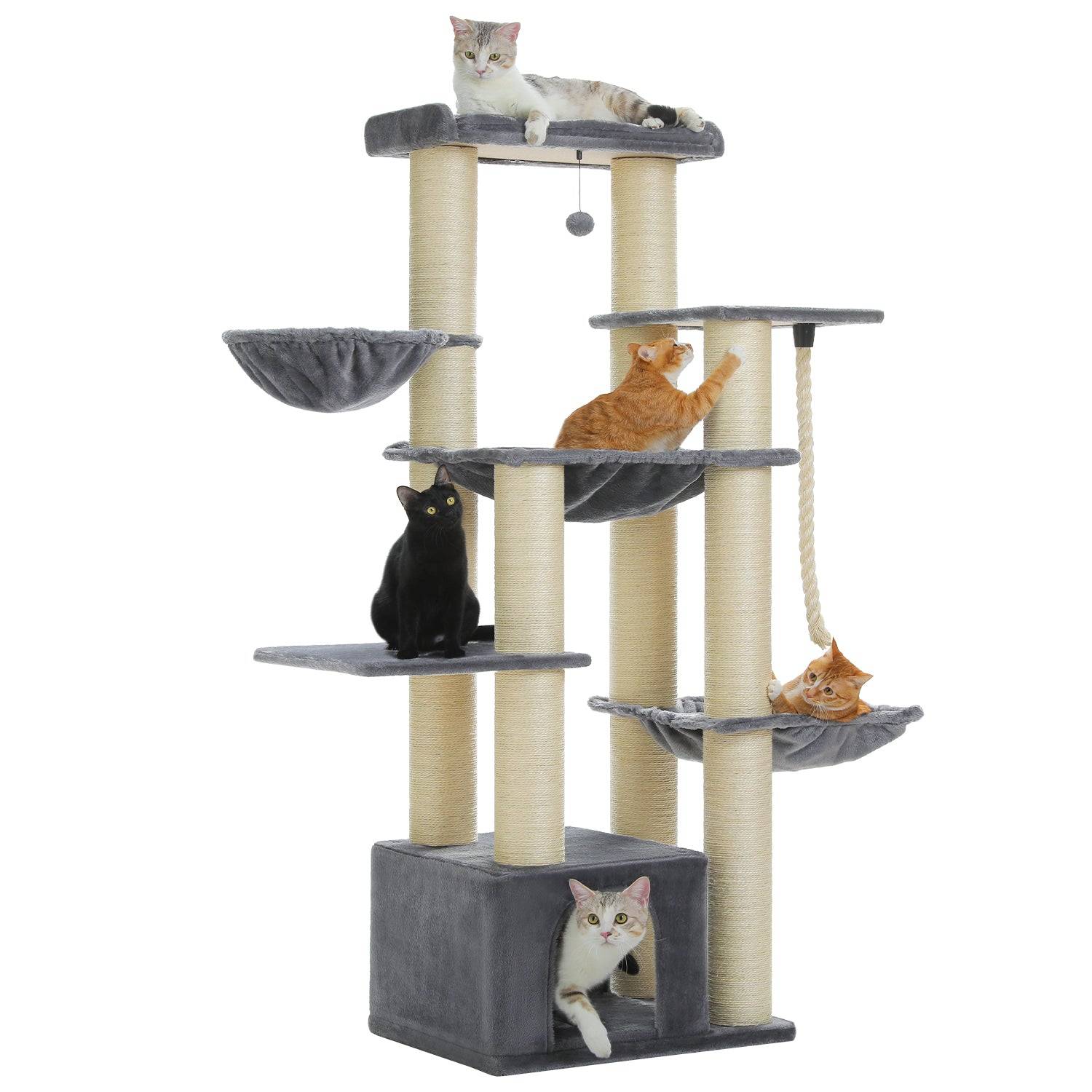 Pawzroad - Grand Arbre à Chat 170 cm avec Griffoirs XXL Noir PAWZ Road - Image 6