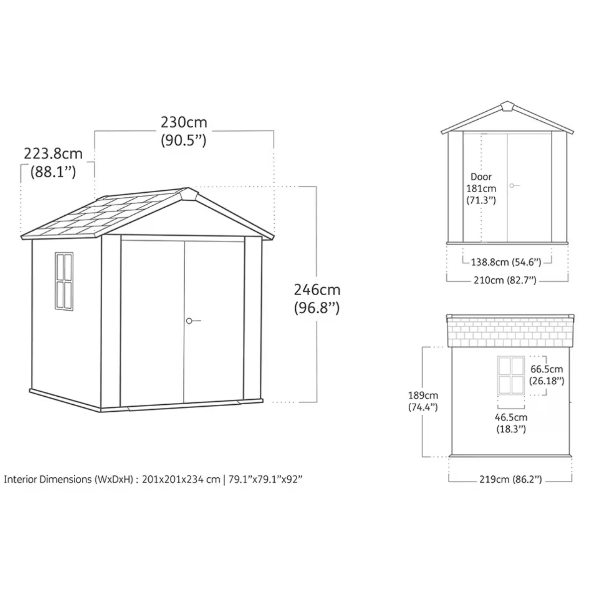 Keter - Abri de jardin en résine 5,13 m² Keter NEWTON PLUS 7x7,5 Gris - Image 5