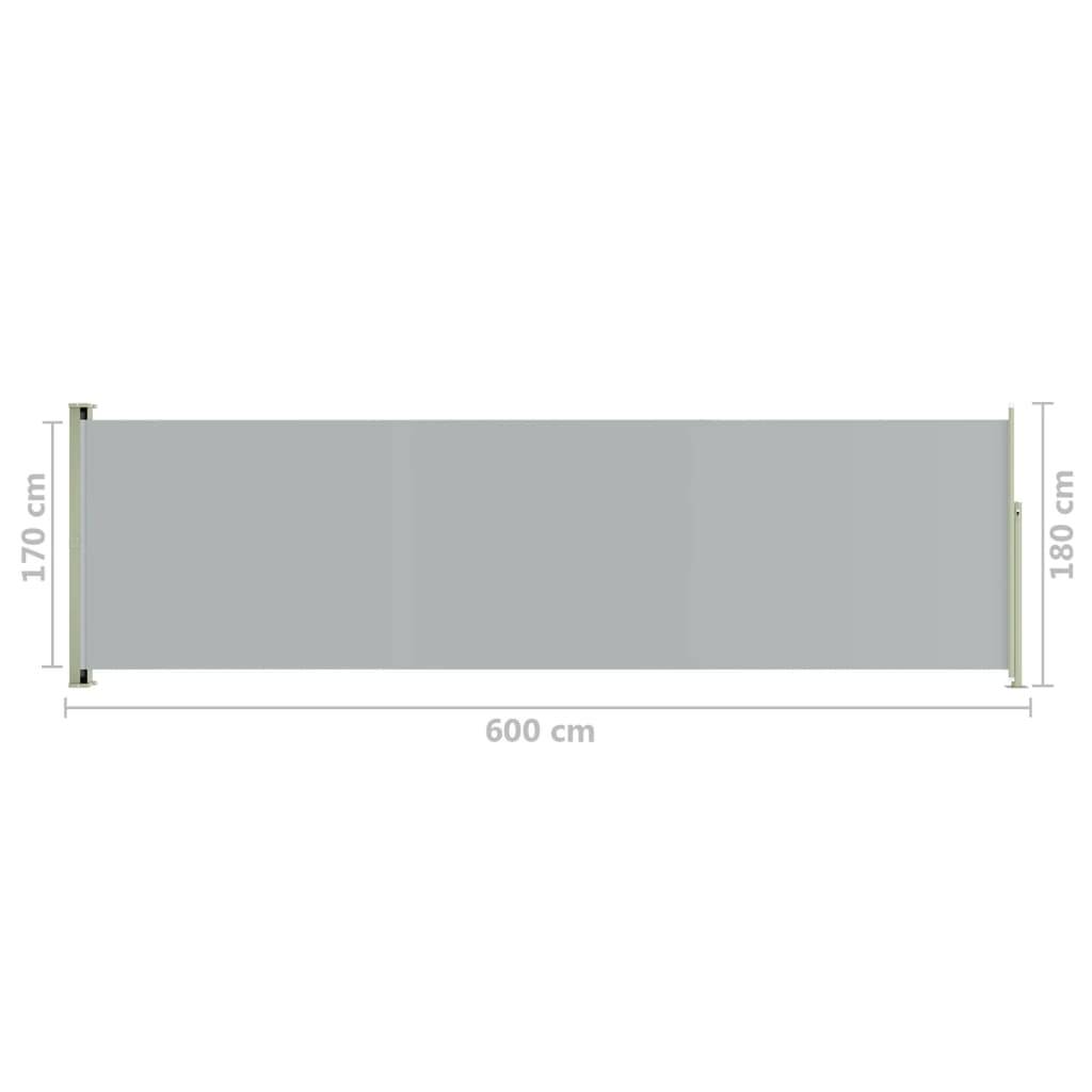 Helloshop26 - Auvent latéral rétractable de patio 180 x 600 cm gris - Imagen 6
