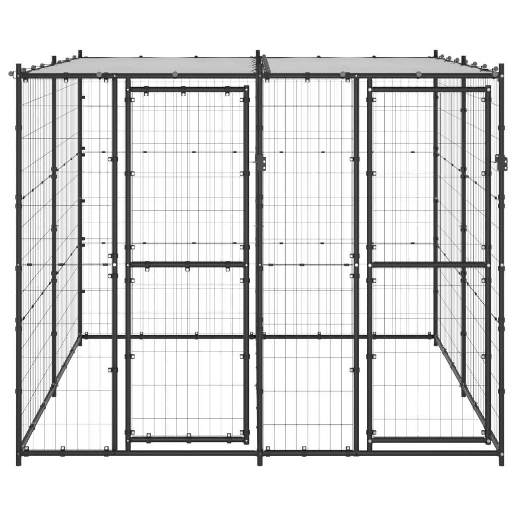Helloshop26 - Chenil extérieur cage enclos parc animaux chien extérieur acier avec toit 4,84 m² - Imagen 3