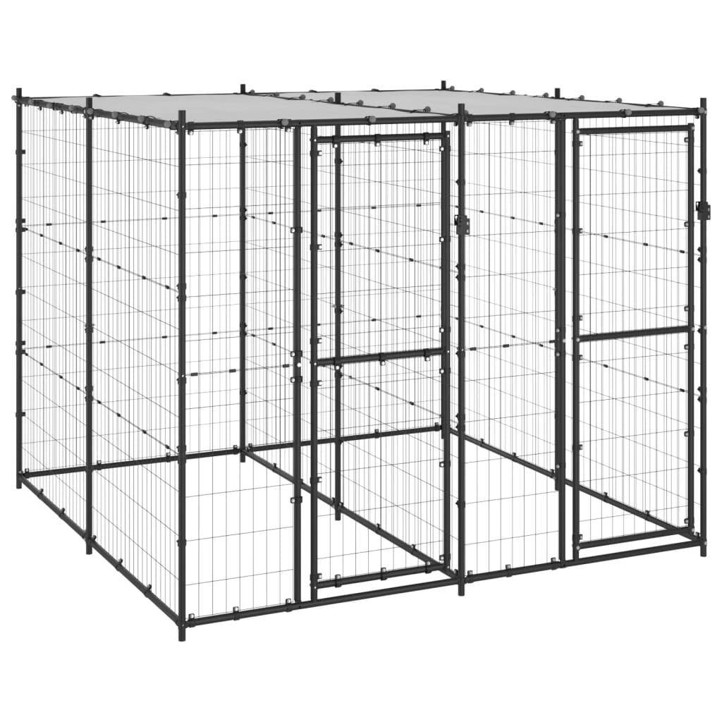 Helloshop26 - Chenil extérieur cage enclos parc animaux chien extérieur acier avec toit 4,84 m² - Imagen 1