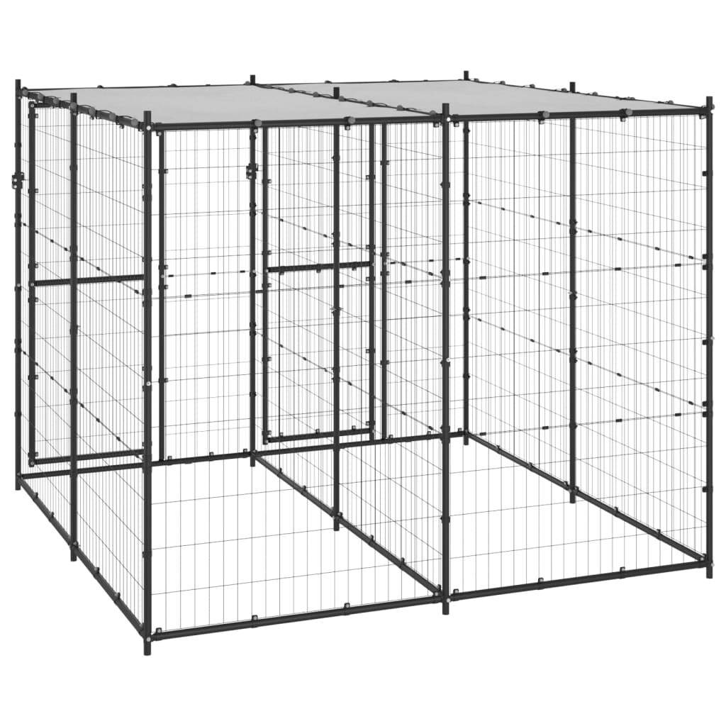 Helloshop26 - Chenil extérieur cage enclos parc animaux chien extérieur acier avec toit 4,84 m² - Imagen 5