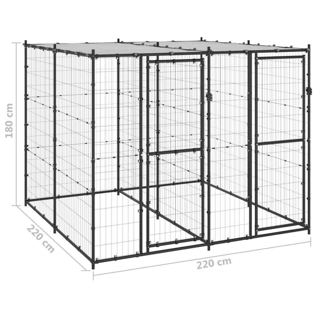 Helloshop26 - Chenil extérieur cage enclos parc animaux chien extérieur acier avec toit 4,84 m² - Imagen 2