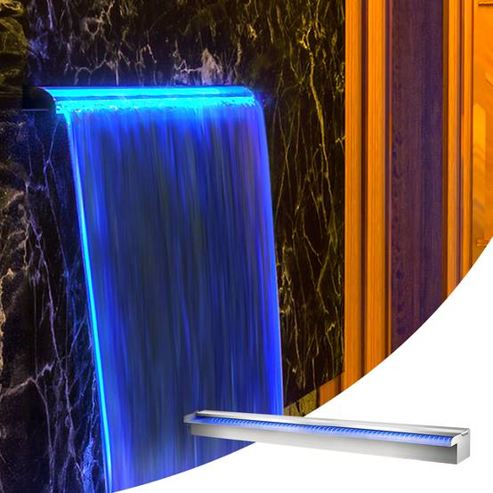 VEVOR Déversoir cascade piscine inox 151x11.5x8cm avec LED couleur, télécommande, pour étang/jardin extérieur. - Image 8