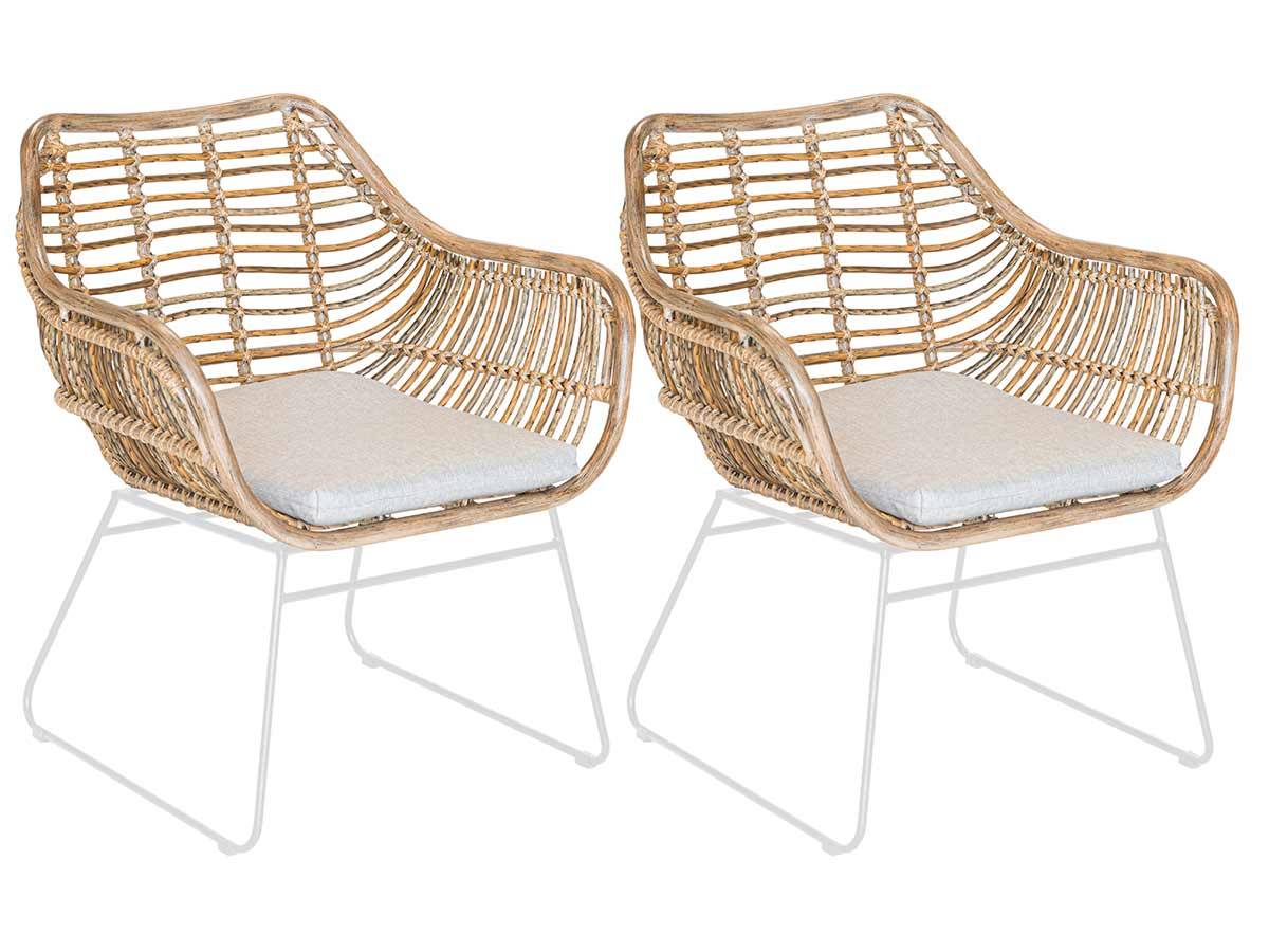 Lot de 2 Fauteuils de jardin en résine tressée + coussin chiné gris/beige Pemba - Jardiline - Imagen 1