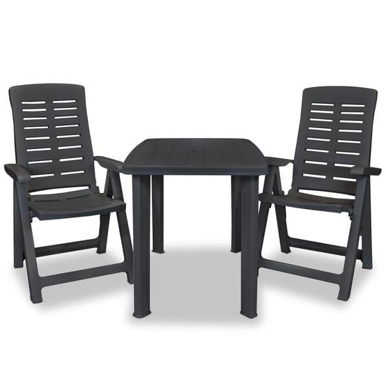 Ensemble 3 pcs de bistro - Salon De Jardin - Mobilier extérieur Plastique Anthracite MI677 - Image 1