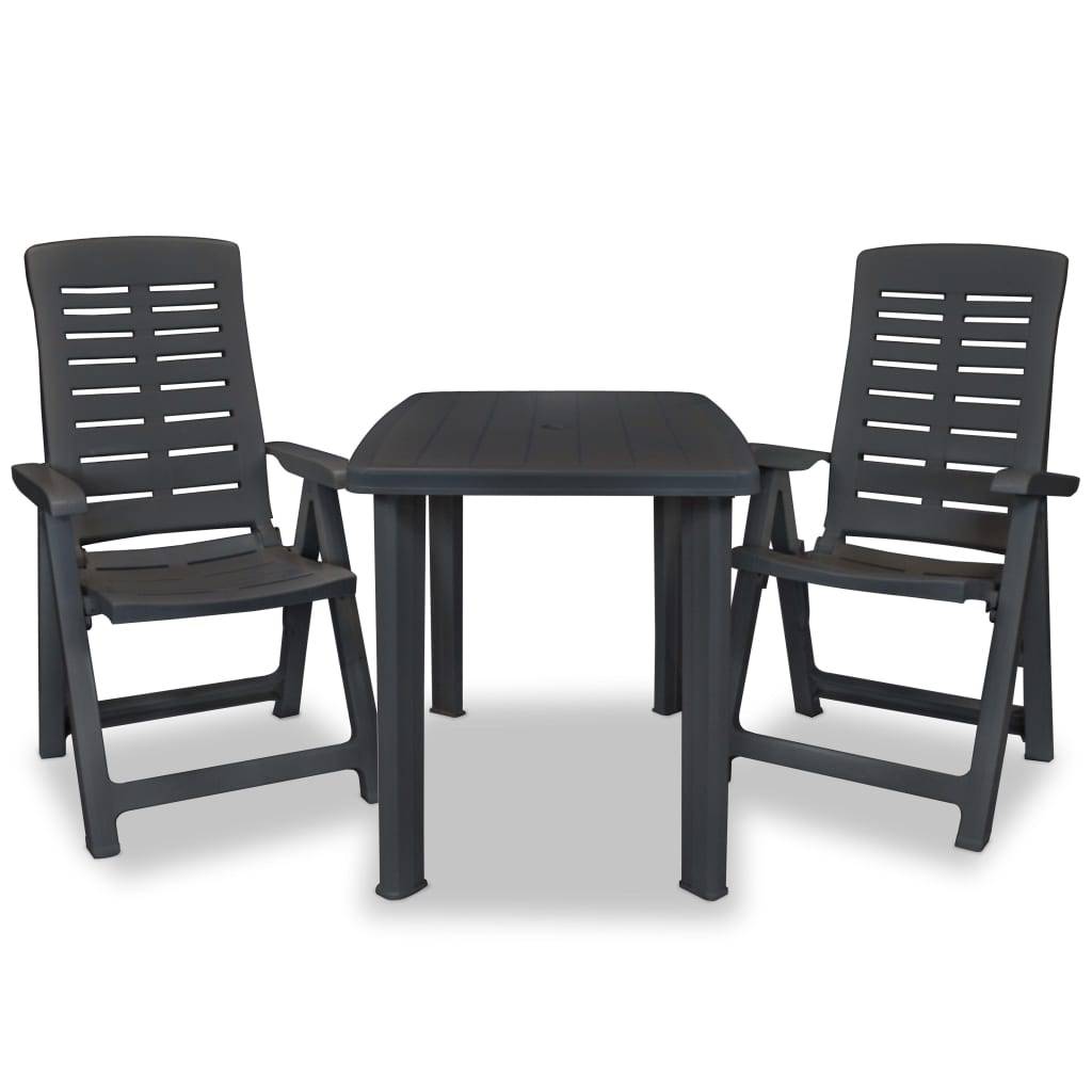 Ensemble 3 pcs de bistro - Salon De Jardin - Mobilier extérieur Plastique Anthracite MI677 - Image 1