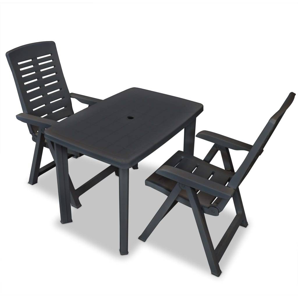 Ensemble 3 pcs de bistro - Salon De Jardin - Mobilier extérieur Plastique Anthracite MI677 - Image 2