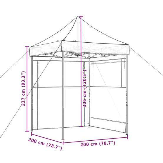 ComfortXL - Tente de réception pliable pop-up acier jardin toit escamotable 200x200 Orange - ComfortXL Outdoor Living - Image 9