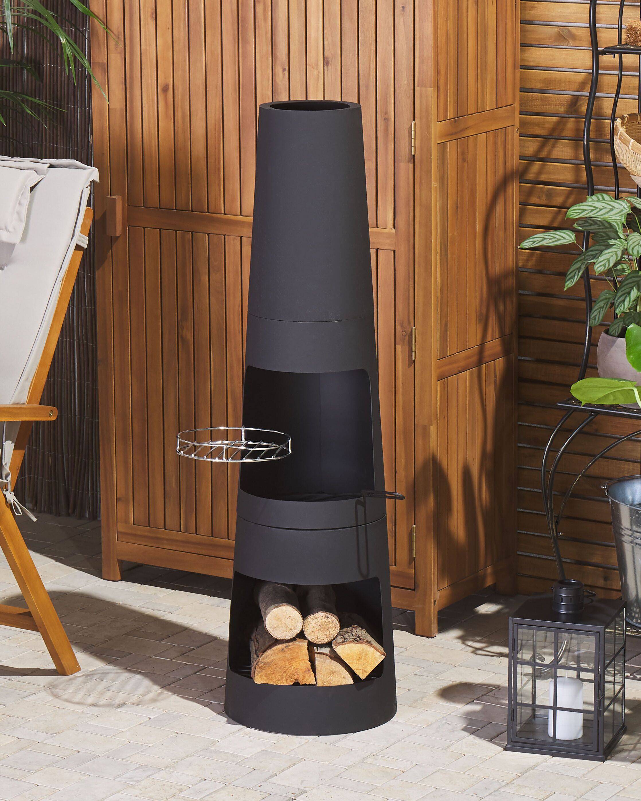 Beliani - Cheminée d'Extérieur Brasero avec Grill Barbecue Chauffage Pratique et Tendance pour Jardin Terrasse ou Patio au Style Moderne et Rustique Beliani - Imagen 2