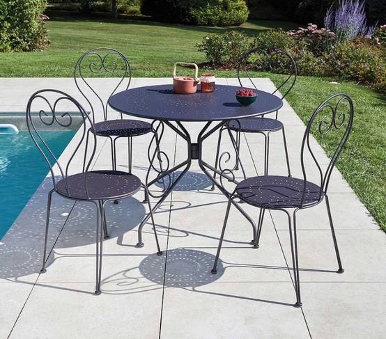 Ensemble table et chaises de jardin 4 places Anthracite CASABLANCA - Image 1