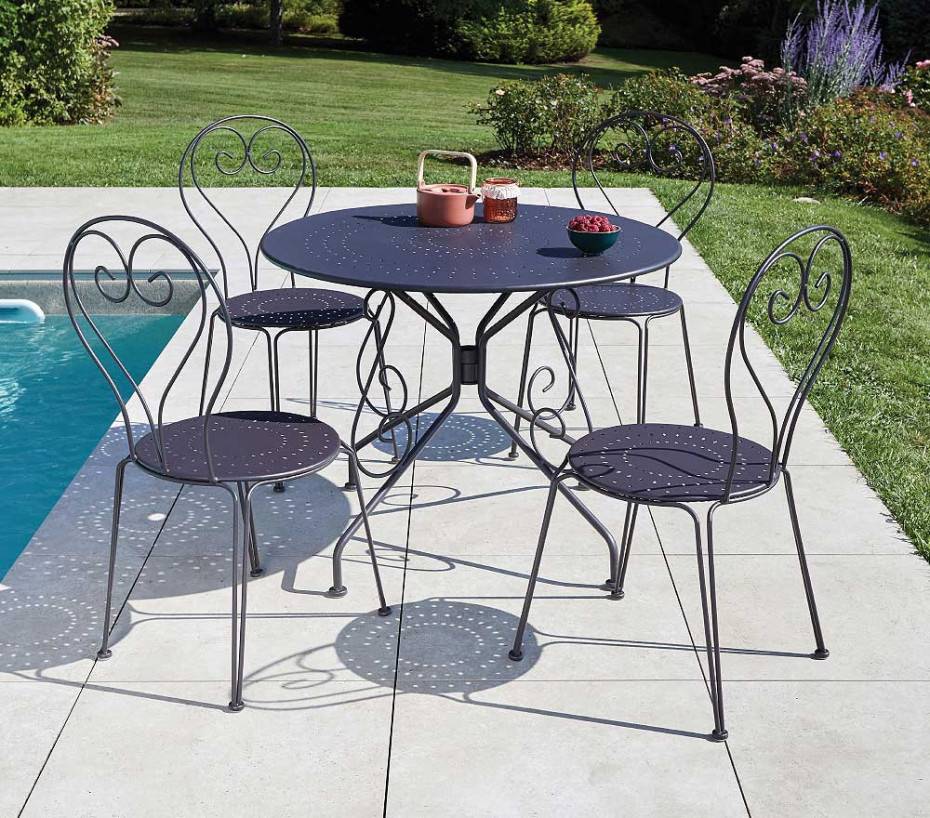 Ensemble table et chaises de jardin  4 places  Anthracite  CASABLANCA - Imagen 1
