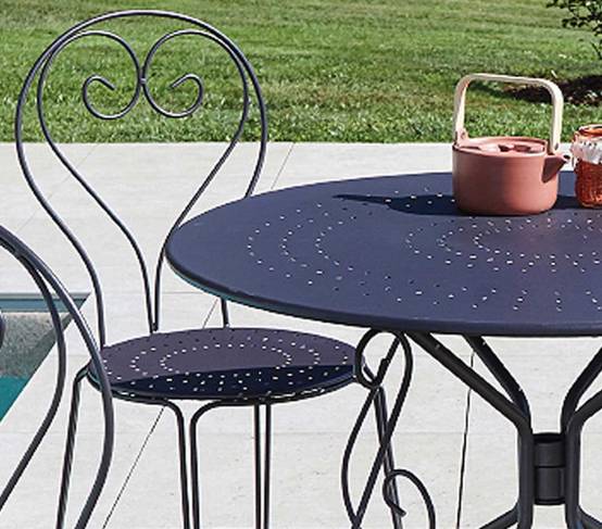 Ensemble table et chaises de jardin 4 places Anthracite CASABLANCA - Image 2