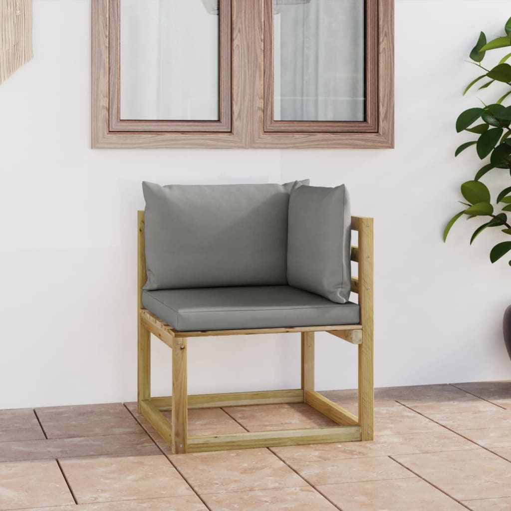 Vidaxl - Canapé d'angle de jardin avec coussins Bois imprégné de vert - vidaXL - Imagen 2