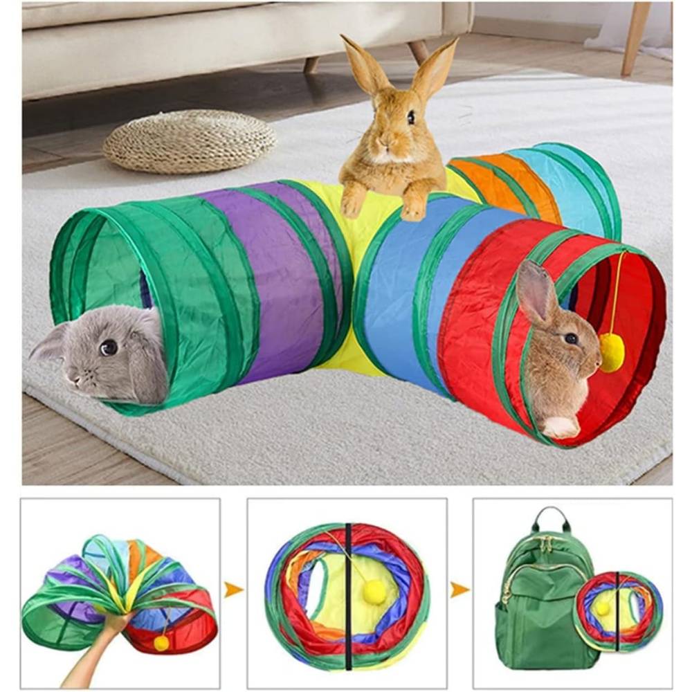 Tunnel pour chat pliable - 25 cm diamètre - Polyester renforcé - Intérieur/Extérieur - Jouet interactif -T -Tunnel- Living123 - Image 5