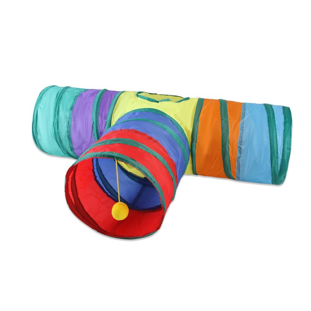 Tunnel pour chat pliable - 25 cm diamètre - Polyester renforcé - Intérieur/Extérieur - Jouet interactif -T -Tunnel- Living123 - Image 1