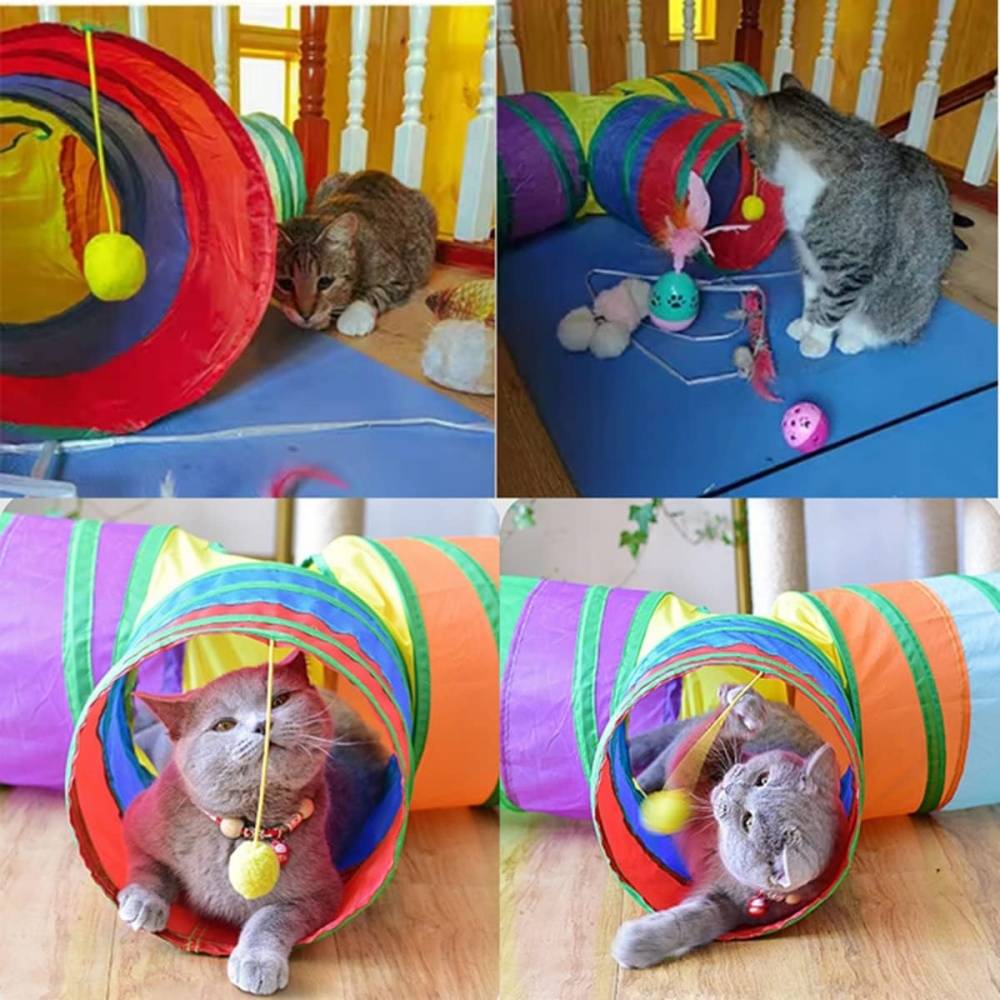 Tunnel pour chat pliable - 25 cm diamètre - Polyester renforcé - Intérieur/Extérieur - Jouet interactif -T -Tunnel- Living123 - Image 4
