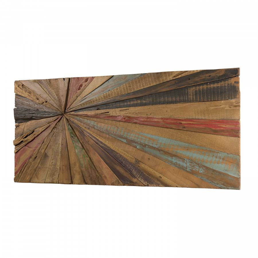 Macabane - SUZY - Décoration murale rectangulaire 100x40cm bois Teck recyclé multicolore - Imagen 6