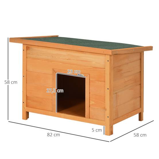 Niche pour chien extérieur, toit rabattable, pattes antidérapantes, intérieur/extérieur, 82x58x58 cm, naturel - Image 5