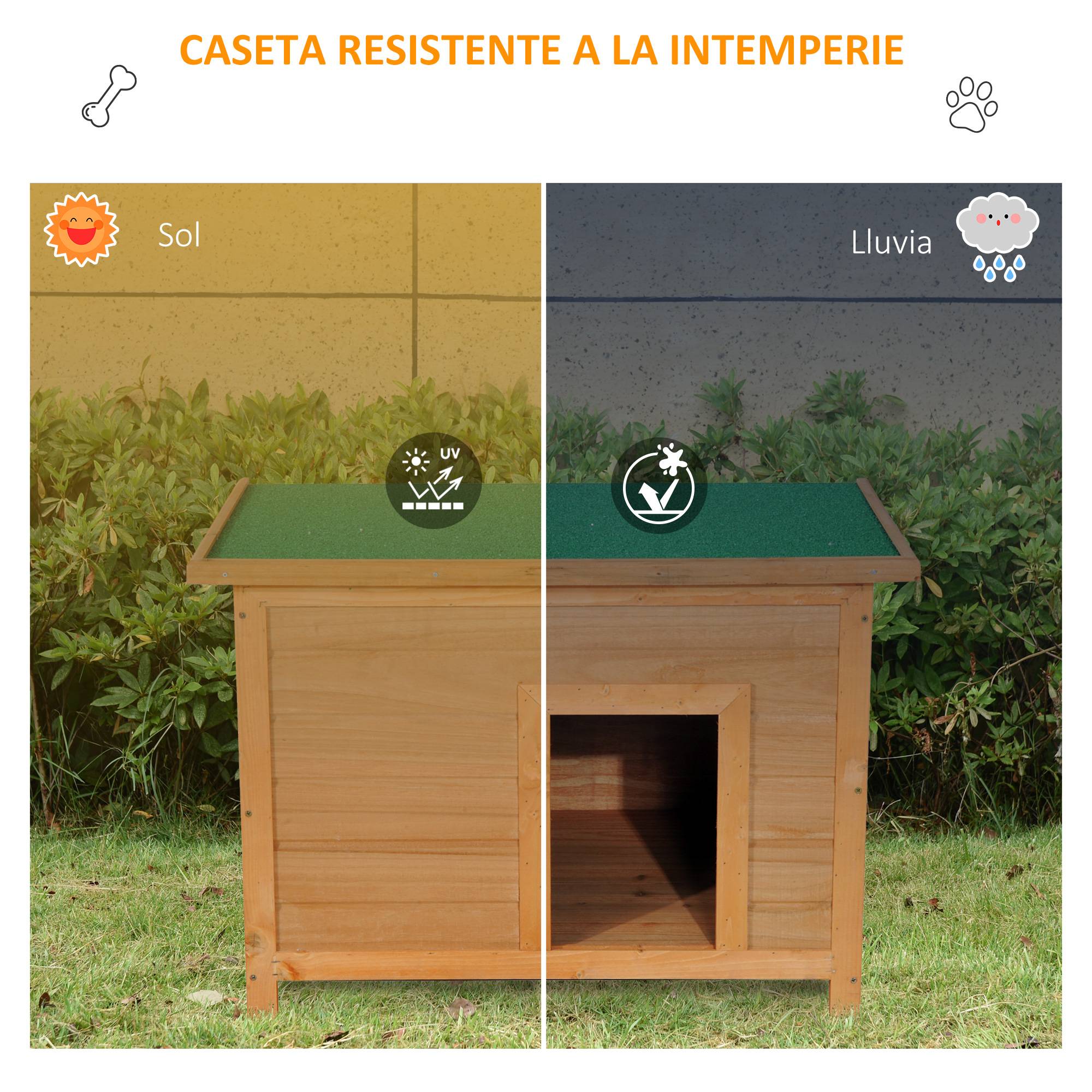 Niche pour chien extérieur, toit rabattable, pattes antidérapantes, intérieur/extérieur, 82x58x58 cm, naturel - Image 6
