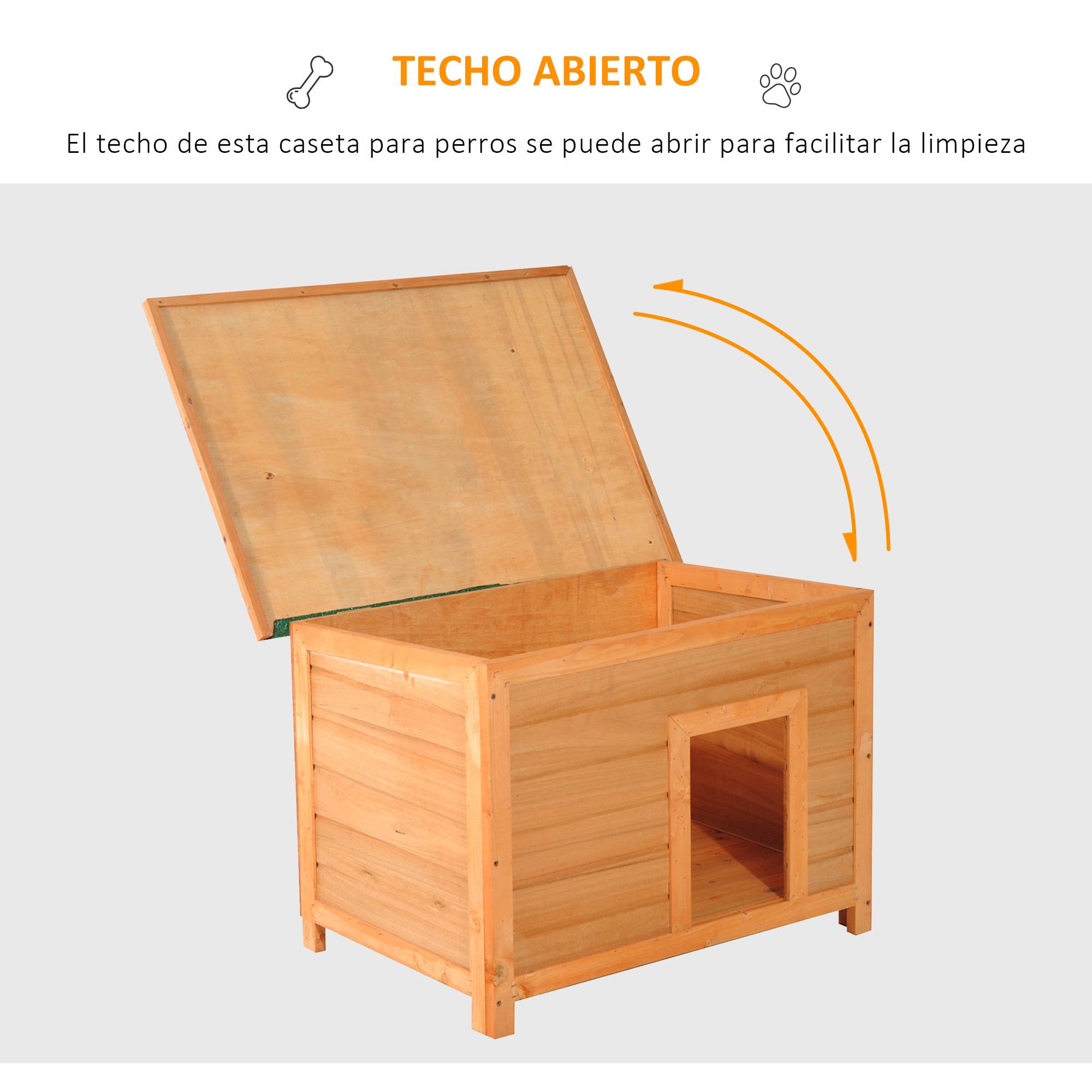 Niche pour chien extérieur, toit rabattable, pattes antidérapantes, intérieur/extérieur, 82x58x58 cm, naturel - Image 7