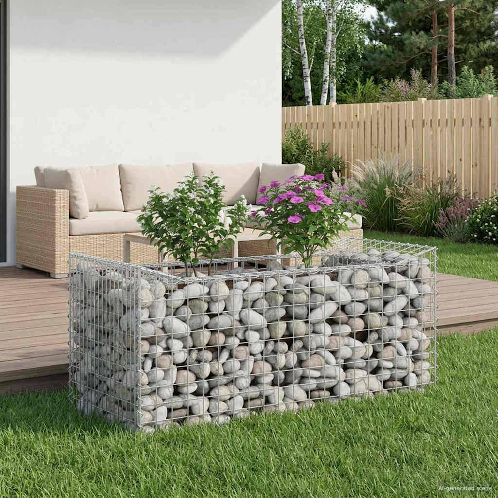 Lit surélevé gabion Acier galvanisé Argenté 50 x 100 x 60 cm - PANGIVO - Image 5