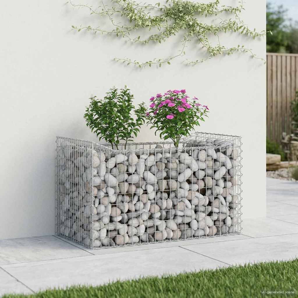 Lit surélevé gabion Acier galvanisé Argenté 50 x 100 x 60 cm - PANGIVO - Image 1