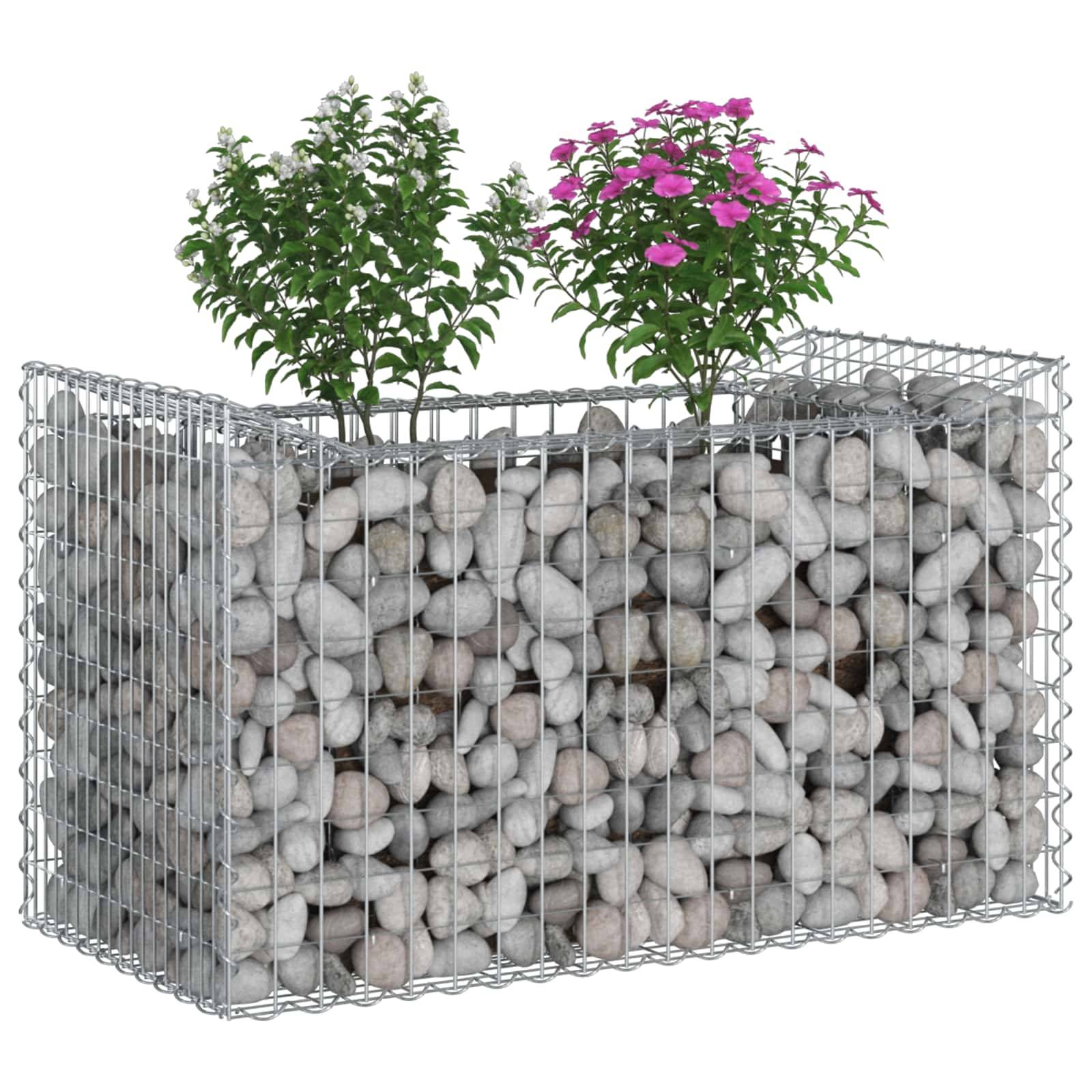 Lit surélevé gabion Acier galvanisé Argenté 50 x 100 x 60 cm - PANGIVO - Image 3