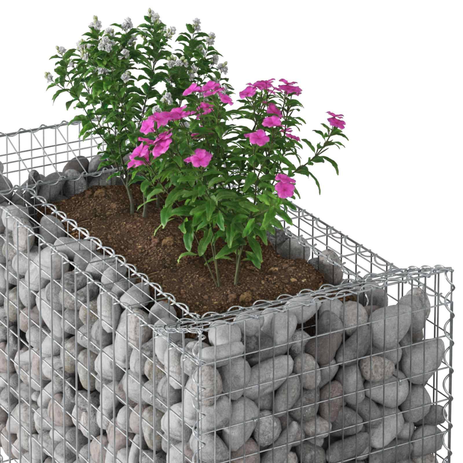 Lit surélevé gabion Acier galvanisé Argenté 50 x 100 x 60 cm - PANGIVO - Image 4
