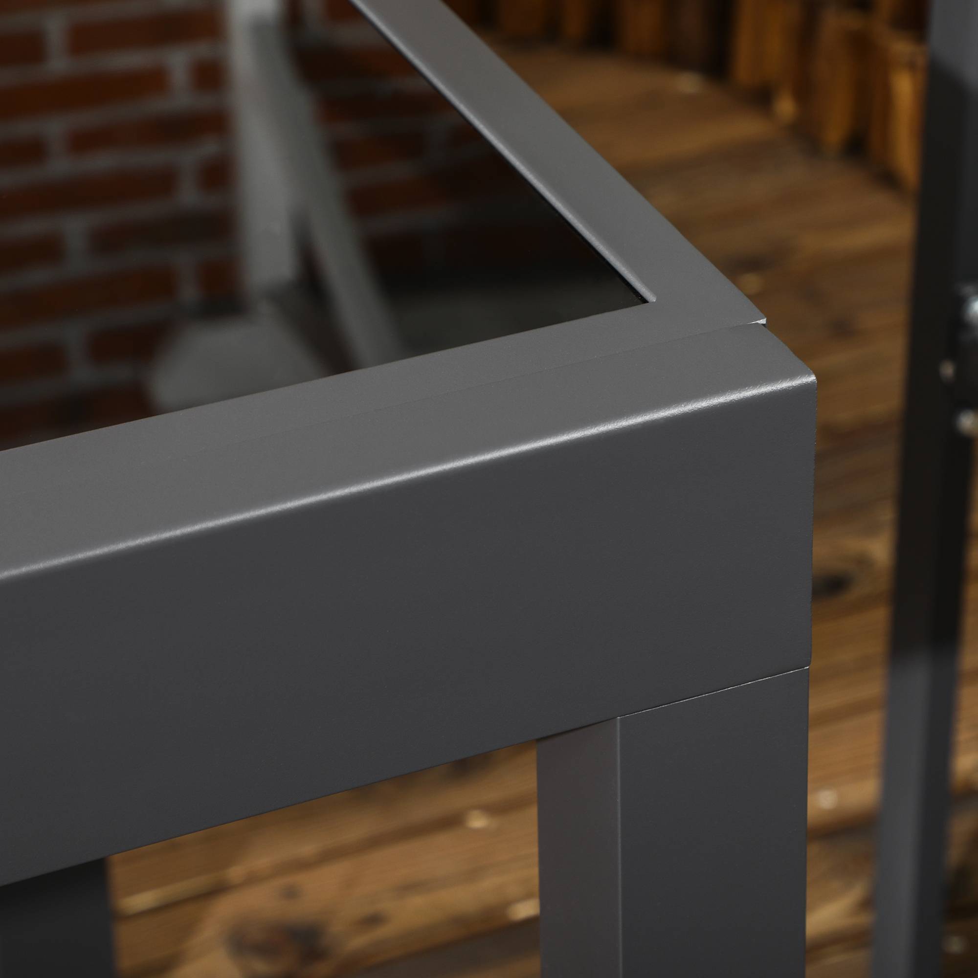 Table de jardin extensible en aluminium, rectangulaire, plateau verre trempé, terrasse 80-160x80x75 cm noir - Image 10