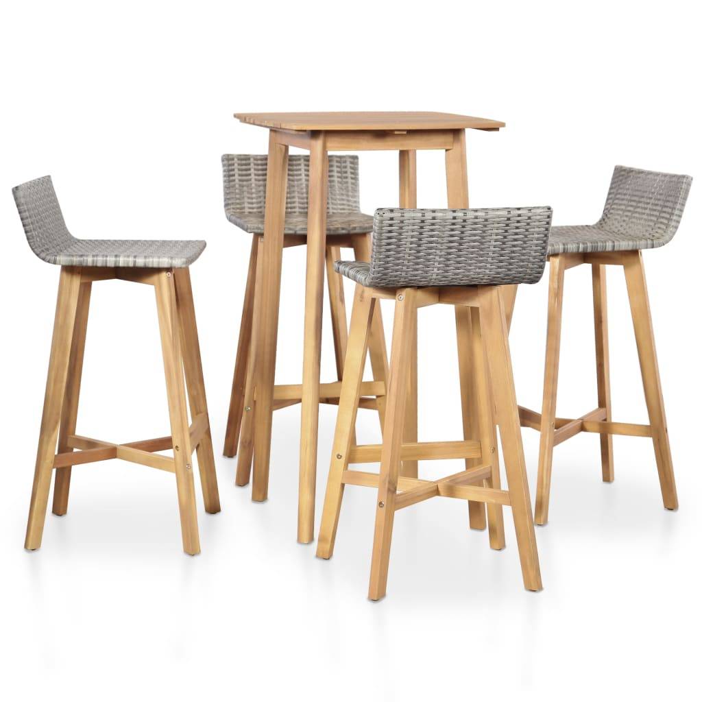 Vidaxl - Ensemble à manger d'extérieur 5 pcs Bois d'acacia solide vidaXL 44221 - Imagen 1