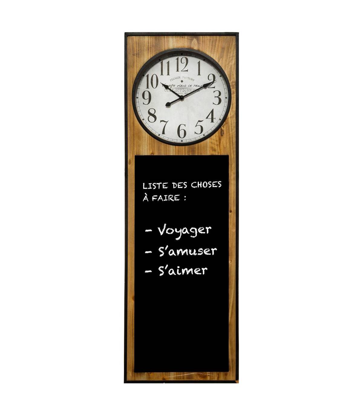 Grande Pendule murale silencieuse avec Mémo Ardoise H 115 cm - Imagen 1