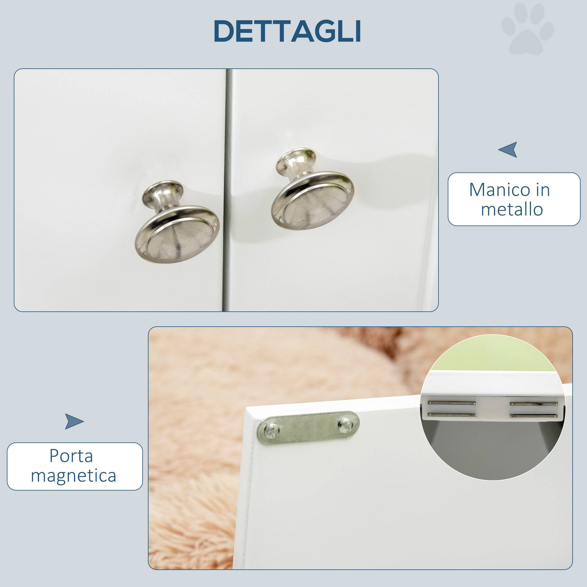 ComfortXL - Porte-Gamelles Surélevé Inox et MDF Grand Chien avec Meuble Rangement 60x30x35cm Blanc - ComfortXL Outdoor Living - Image 8