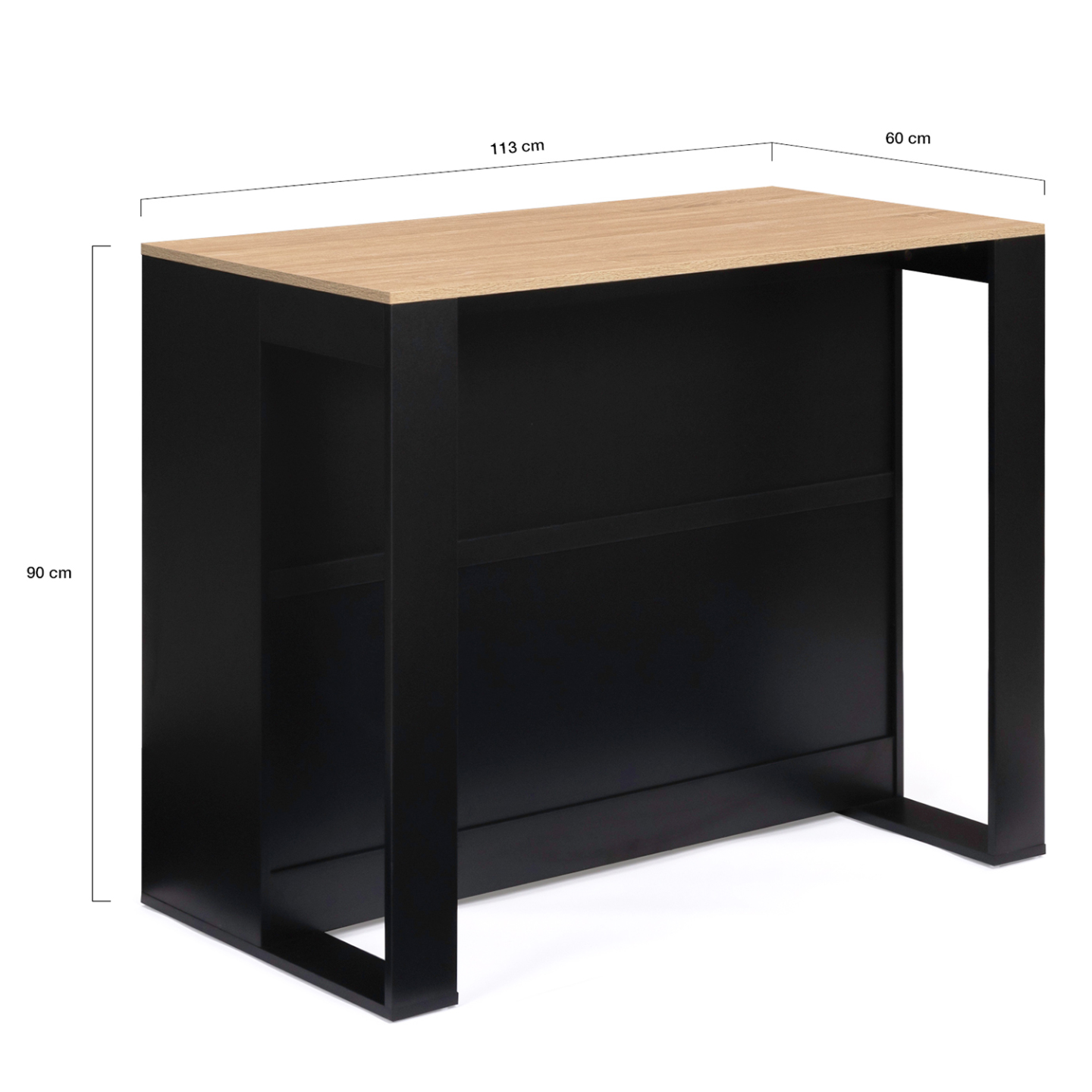 Table de bar îlot JUNO bois noir et plateau façon hêtre - Image 5