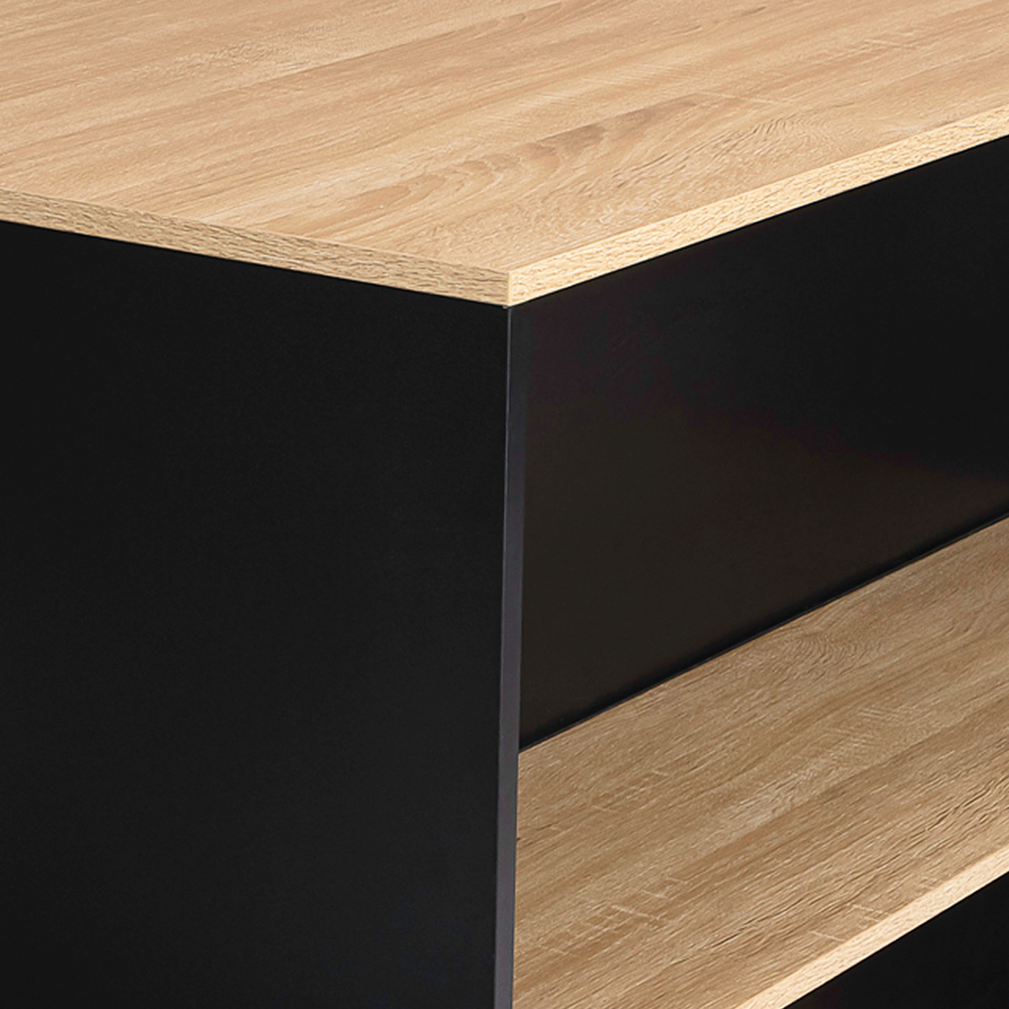 Table de bar îlot JUNO bois noir et plateau façon hêtre - Image 6