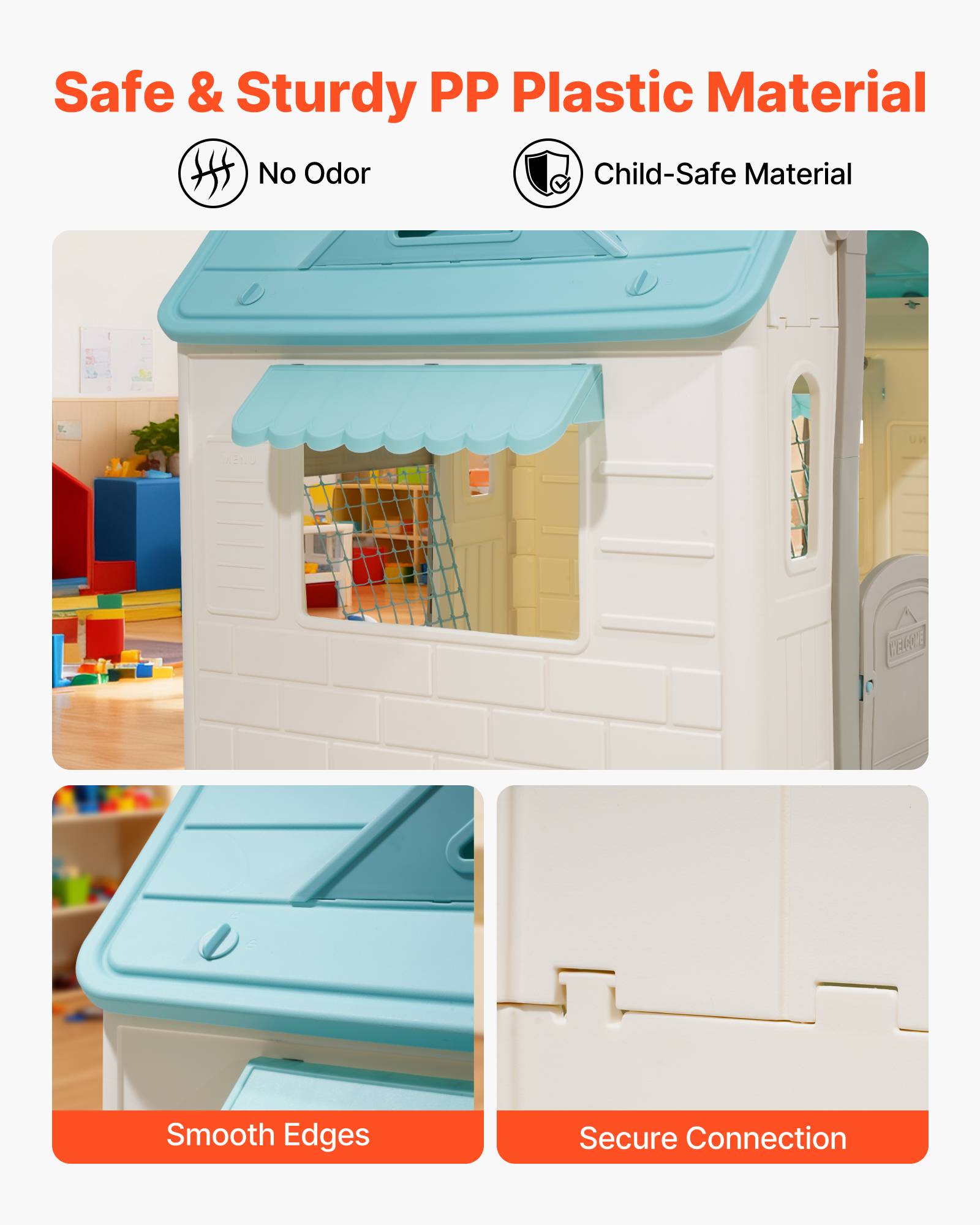 Vevor - VEVOR Maisonnette enfants 5 en 1, maison de jeu pour tout‑petits dès 2 ans, activités basket, foot et fléchettes - Image 4